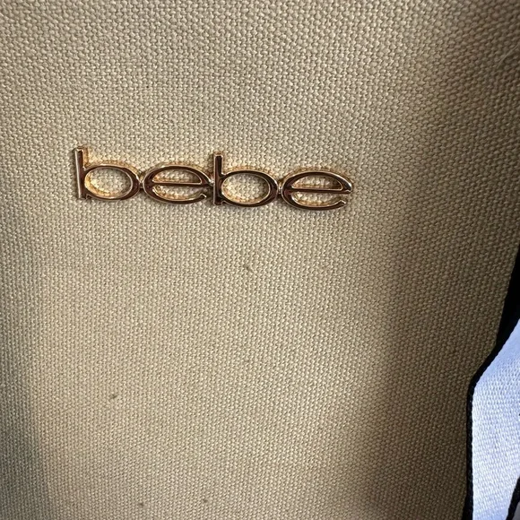 Bebe Beige Tote with Black Logo Straps NWT - Picture 4 of 9
